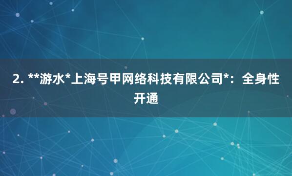 2. **游水*上海号甲网络科技有限公司*:全身性开通
